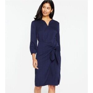 J. McLaughlin Ciara Faux Wrap Tie Front Dress Women’s Medium Navy Blue